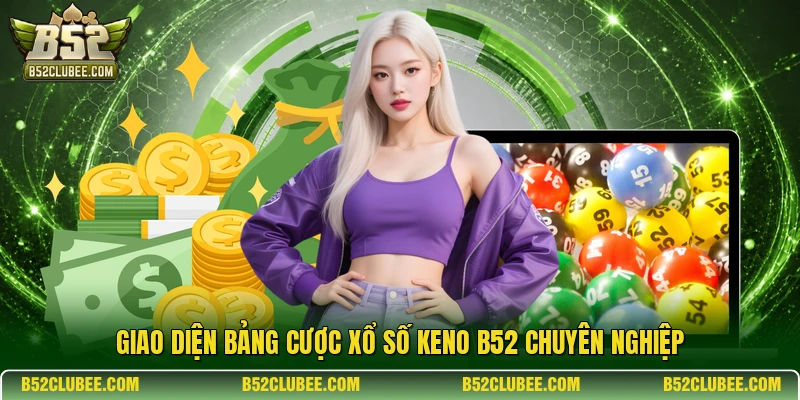 Giao diện bảng cược xổ số Keno b52 chuyên nghiệp